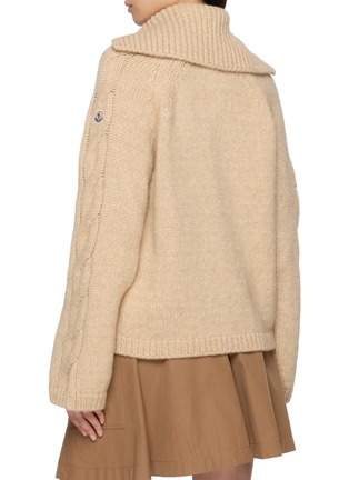 背面 - 点击放大 - MONCLER - Cable Knit Sleeve Zip Up Knit Cardigan