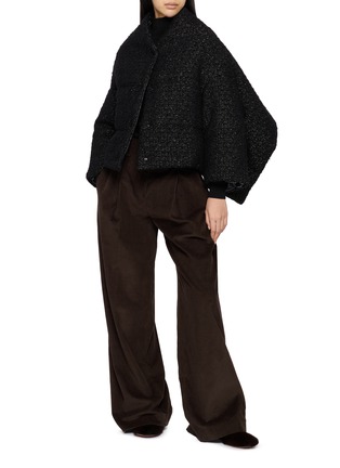 模特儿示范图 - 点击放大 - MONCLER - Shimmering Padded Tweed Cape
