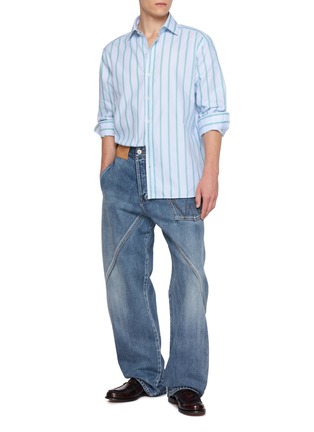 模特儿示范图 - 点击放大 - JW ANDERSON - Striped Cotton Twill Dress Shirt