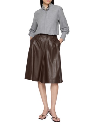 模特儿示范图 - 点击放大 - BOURRIENNE PARIS X - Officer Collar Puff Sleeve Shirt