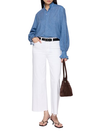 模特儿示范图 - 点击放大 - BOURRIENNE PARIS X - High Officer Collar Ruffle Detail Linen Shirt