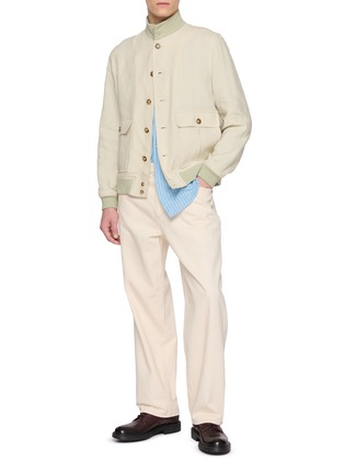 模特儿示范图 - 点击放大 - VALSTAR - High Neck Button Up Linen Jacket