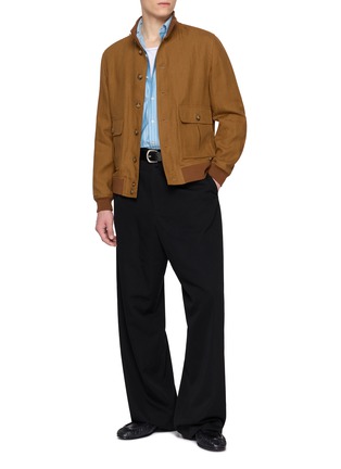 模特儿示范图 - 点击放大 - VALSTAR - High Neck Button Up Linen Jacket