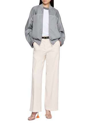 模特儿示范图 - 点击放大 - PESERICO - Bi-Material Knitted Bomber Collar Jacket