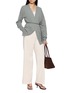 模特儿示范图 - 点击放大 - PESERICO - Belted Embellished Cuff Knit Cardigan