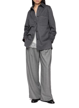 模特儿示范图 - 点击放大 - PESERICO - Embellished Pocket Overshirt Jacket