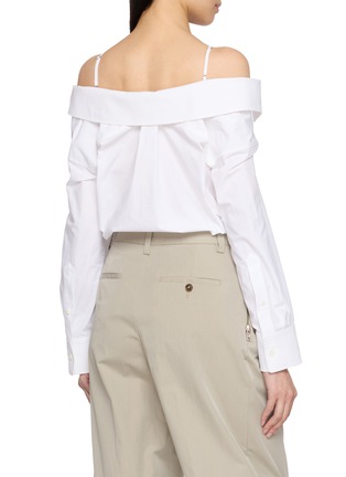 背面 - 点击放大 - ALEXANDERWANG - Off Shoulder Drawstring Hem Cropped Cotton Shirt