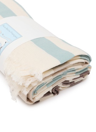 细节 –点击放大 - AUX BAINS FRANCAIS - Cotton Linen Beach Towel — Hazelnut Stripe