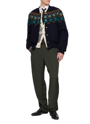 模特儿示范图 - 点击放大 - DRIES VAN NOTEN - Fair Isle Pattern Wool Cotton Knit Cardigan