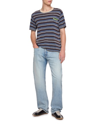 模特儿示范图 - 点击放大 - MAISON MARGIELA - Short Sleeve Striped Knit Top