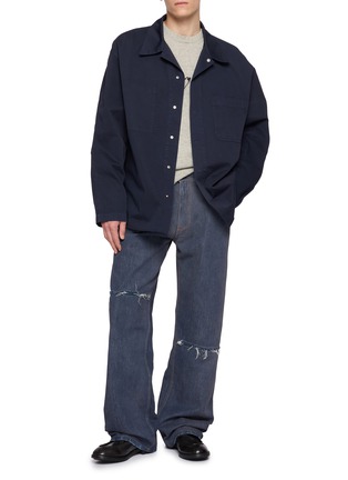 模特儿示范图 - 点击放大 - MM6 MAISON MARGIELA - 仿破坏阔腿水洗牛仔裤
