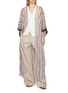 模特儿示范图 - 点击放大 - AMOR RIVIERA - Zigzag Pattern Metallic Knit Long Poncho Dress