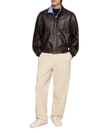 模特儿示范图 - 点击放大 - PRADA - Cropped Leather Blouson Jacket