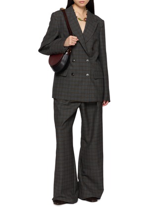 模特儿示范图 - 点击放大 - DRIES VAN NOTEN - 格纹压褶羊毛阔腿长裤