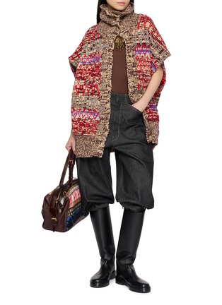 模特儿示范图 - 点击放大 - DRIES VAN NOTEN - 提花高领短袖开衫