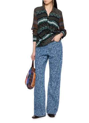 模特儿示范图 - 点击放大 - DRIES VAN NOTEN - 垂坠系带裹身印花衬衫