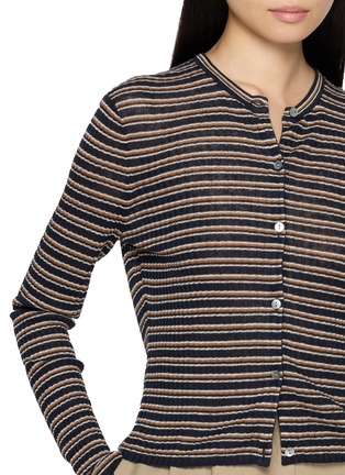  - THEORY - Striped Crewneck Cropped Cardigan