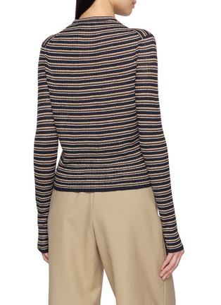 背面 - 点击放大 - THEORY - Striped Crewneck Cropped Cardigan