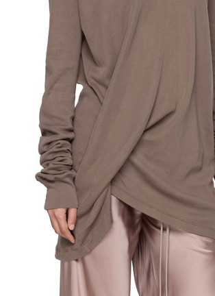  - RICK OWENS - Long Sleeve Asymmetric Draped V-Neck Top