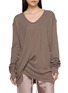 首图 - 点击放大 - RICK OWENS - Long Sleeve Asymmetric Draped V-Neck Top