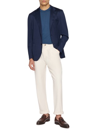 模特儿示范图 - 点击放大 - JOHN SMEDLEY - Lorca Welted Sea Island Cotton Knit T-Shirt