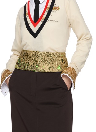 模特儿示范图 - 点击放大 - DRIES VAN NOTEN - Floral Jacquard Low-Waist Structured Belt