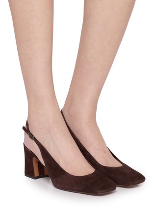模特儿示范图 - 点击放大 - SAM EDELMAN - Lucille 65 Suede Slingback Pumps
