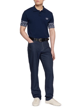 模特儿示范图 - 点击放大 - SOUTHCAPE - Southcross Sleeve Pattern Polo Shirt