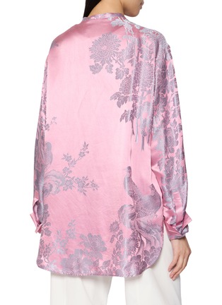 背面 - 点击放大 - KATLIAX - Long Sleeve High Neck Floral Satin Shirt