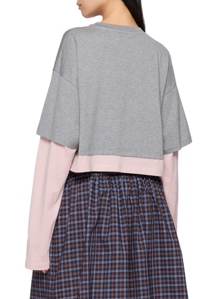 背面 - 点击放大 - MIU MIU - Long Sleeve Layered Striped Cotton Jersey Cropped Top