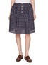 MIU MIU TARTAN 格纹抽褶中长半身裙