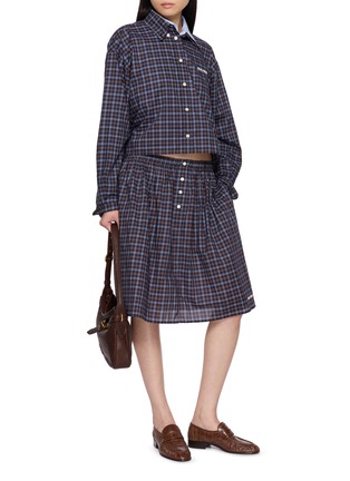 模特儿示范图 - 点击放大 - MIU MIU - TARTAN 格纹长袖衬衫