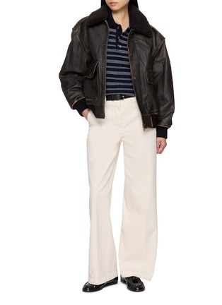 模特儿示范图 - 点击放大 - DUNST - Detachable Collar Leather Blouson Jacket