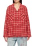 首图 - 点击放大 - FOUND - Raw Cut Fringe Check Camp Shirt