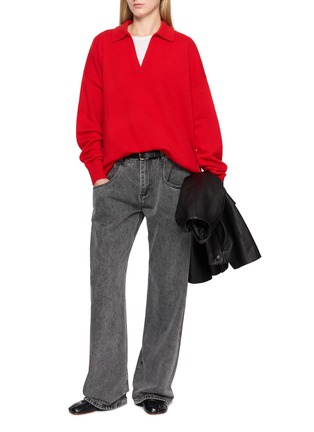 模特儿示范图 - 点击放大 - R2W - Diego Open Collar Cashmere Knit Sweater
