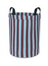 首图 –点击放大 - NOBODINOZ - Round Large Storage Basket — Burgundy Blue Stripes