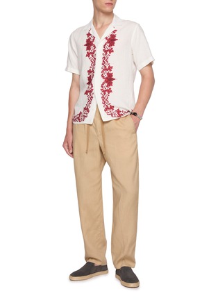 模特儿示范图 - 点击放大 - ORLEBAR BROWN - Maitan Mirabello Border Print Linen Shirt