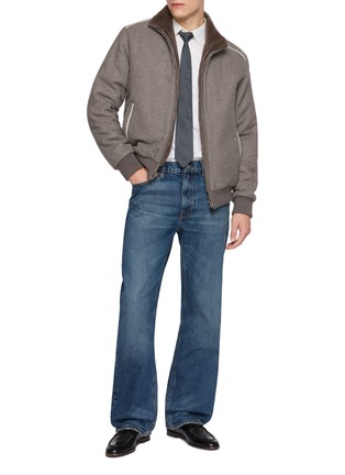 模特儿示范图 - 点击放大 - FABIO GAVAZZI - Contrast Accents Cashmere Bomber Jacket