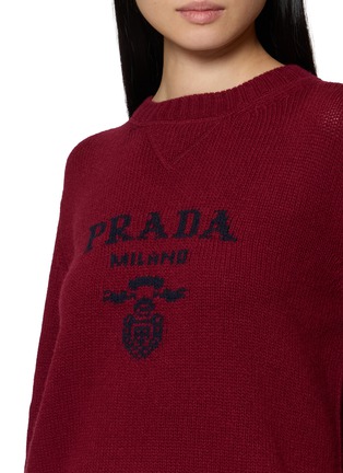  - PRADA - 圆领标识长袖针织毛衣