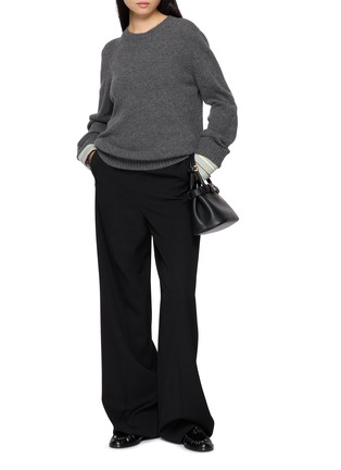模特儿示范图 - 点击放大 - PRADA - Wide Cuff Crewneck Knit Sweater