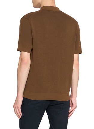 背面 - 点击放大 - SUNSPEL - Two-Tone Ribbed Cotton Knit Polo Shirt