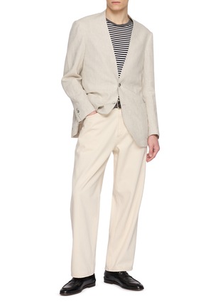 模特儿示范图 - 点击放大 - RING JACKET - Single Breasted Collarless Blazer