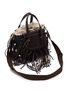 细节 - 点击放大 - CUBA LAB - Habanera Fringes Ebony Leather Raffia Bucket Bag