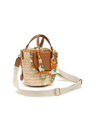 细节 - 点击放大 - CUBA LAB - Habanera Silk Margherita Leather Raffia Bucket Bag