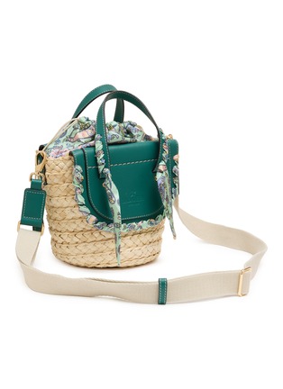 细节 - 点击放大 - CUBA LAB - Habanera Silk Paisley Leather Raffia Bucket Bag