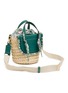 细节 - 点击放大 - CUBA LAB - Habanera Silk Paisley Leather Raffia Bucket Bag