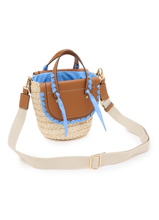细节 - 点击放大 - CUBA LAB - Habanera Popelne Cielo Leather Raffia Bucket Bag
