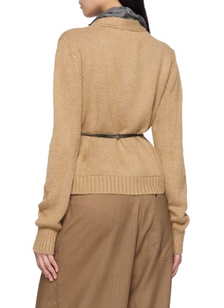背面 - 点击放大 - MASNADA - Layered Trim Tie Waist V-Neck Cardigan