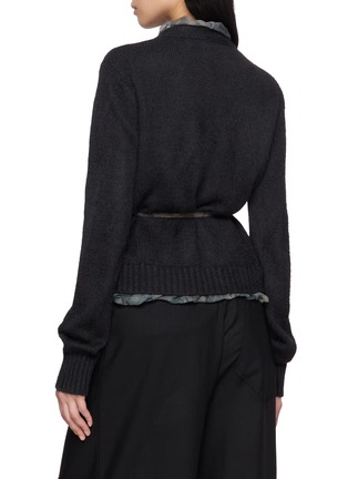 背面 - 点击放大 - MASNADA - Layered Trim Tie Waist V-Neck Cardigan