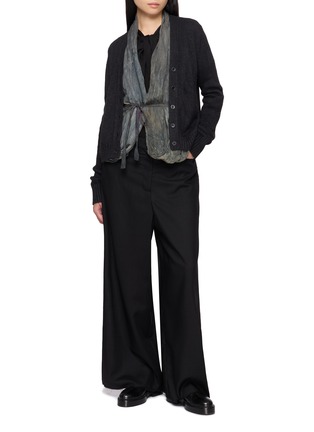 模特儿示范图 - 点击放大 - MASNADA - Tie Neck Long Sleeve T-Shirt